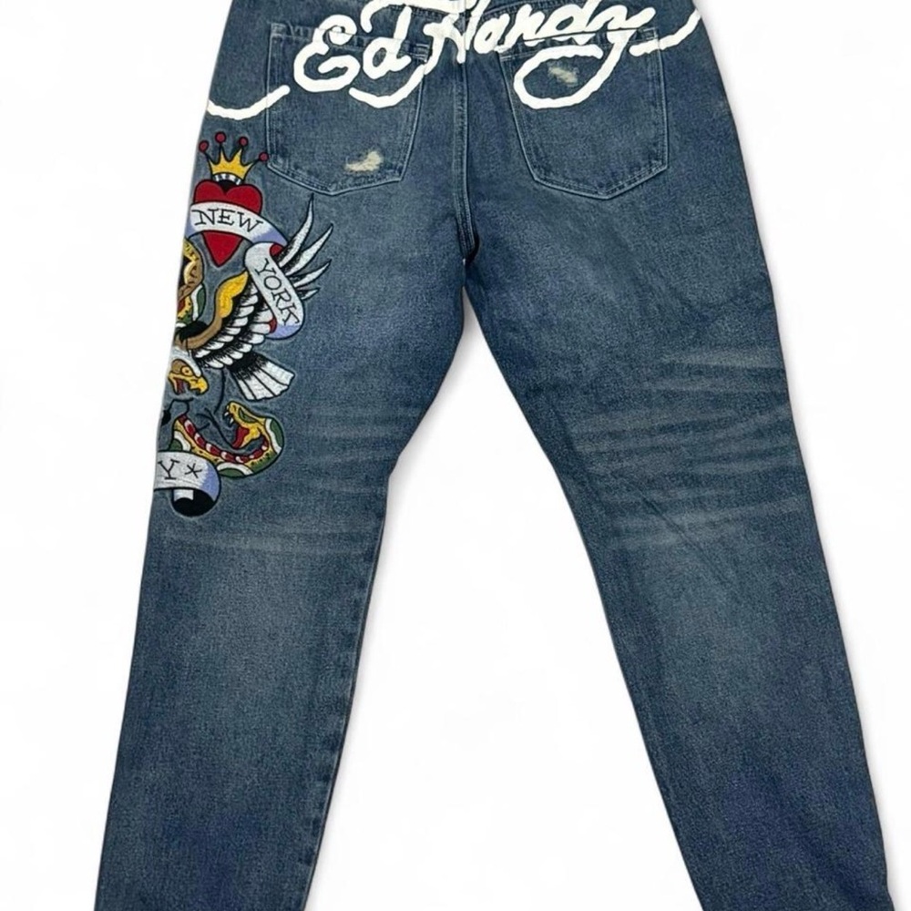Ed Hardy Men's Jeans with Blue and White